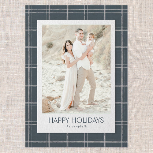 Cozy Plaid Frame Holiday Card, Blue, 5x7 Flat, Holiday, Standard Smooth Cardstock, Square, Cobalt
