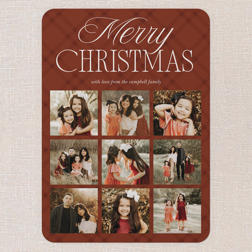 Timeless Plaid Holiday Card, Red, 5x7 Flat, Christmas, Standard Smooth Cardstock, Rounded, Red