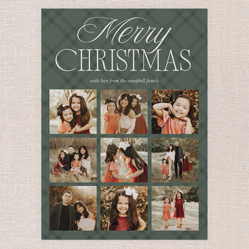 Timeless Plaid Holiday Card, Green, 5x7 Flat, Christmas, Pearl Shimmer Cardstock, Square, Green