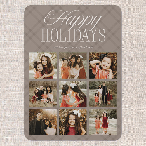 Timeless Plaid Holiday Card, Grey, 5x7 Flat, Holiday, Standard Smooth Cardstock, Rounded, Suede
