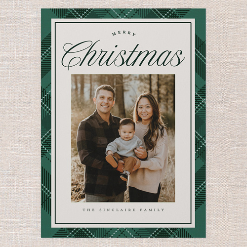 Heritage Border Holiday Card, Green, 5x7 Flat, Christmas, Pearl Shimmer Cardstock, Square, Forest