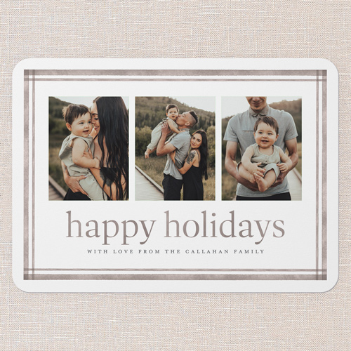 Subtle Greetings Holiday Card, Grey, 5x7 Flat, Holiday, Pearl Shimmer Cardstock, Rounded, Suede