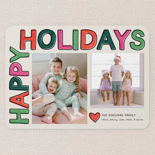 Color Pop Wishes Holiday Card, Grey, 5x7 Flat, Holiday, Matte, Signature Smooth Cardstock, Rounded, Whisper Gray