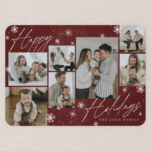Winterwood Wishes Holiday Card, Red, 5x7 Flat, Holiday, Pearl Shimmer Cardstock, Rounded, Velvet