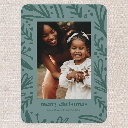 Tranquil Greenery Holiday Card, Green, 5x7 Flat, Christmas, Matte, Signature Smooth Cardstock, Rounded, Mantis