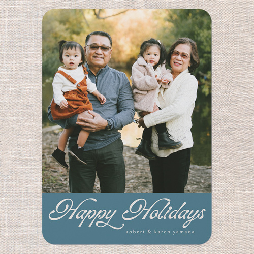 Graceful Wishes Holiday Card, Blue, 5x7 Flat, Holiday, 100% Recycled Cardstock , Rounded, Marine