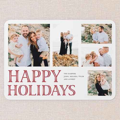 Grand Statement Holiday Card, Red, 5x7 Flat, Holiday, Pearl Shimmer Cardstock, Rounded, Apple