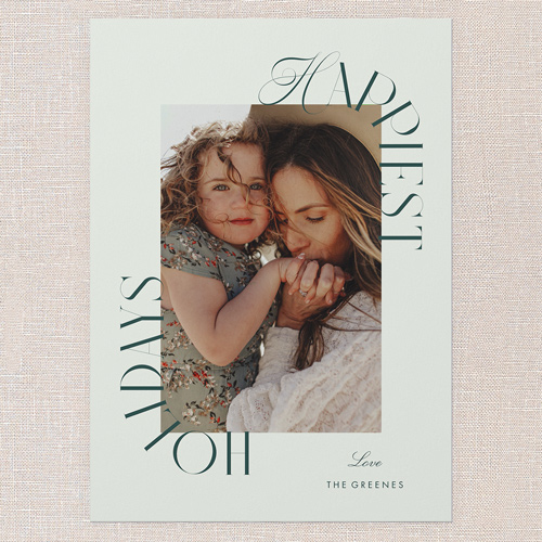 Modern Wrap Holiday Card, Green, 5x7 Flat, Holiday, Pearl Shimmer Cardstock, Square, Pine Grove