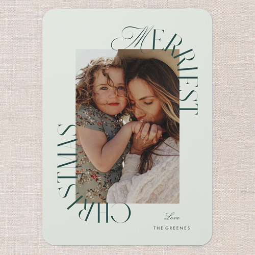 Modern Wrap Holiday Card, Green, 5x7 Flat, Christmas, 100% Recycled Cardstock , Rounded, Pine Grove