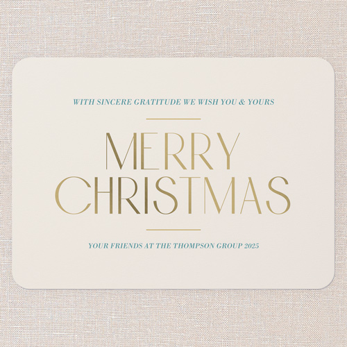 Celebrating Gratitude Holiday Card, Beige, 5x7 Flat, Christmas, Pearl Shimmer Cardstock, Rounded, Cream