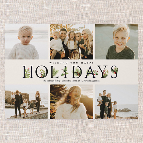 Nature Inspired Holiday Card, Beige, 5x7 Flat, Holiday, Pearl Shimmer Cardstock, Square, Pearl