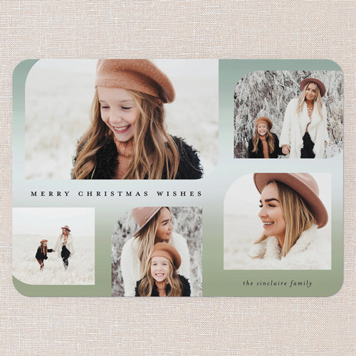 Timeless Greetings Holiday Card, Green, 5x7 Flat, Christmas, 100% Recycled Cardstock , Rounded, Eucalyptus