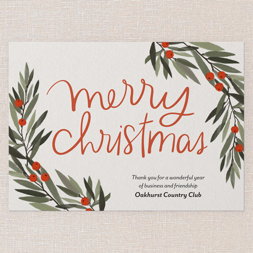 Sincere Thanks Holiday Card, Beige, 5x7 Flat, Christmas, 100% Recycled Cardstock , Square, Antique White