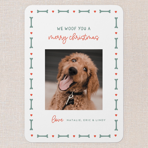 Woofing Wishes Holiday Card, White, 5x7 Flat, Christmas, Matte, Signature Smooth Cardstock, Rounded, White