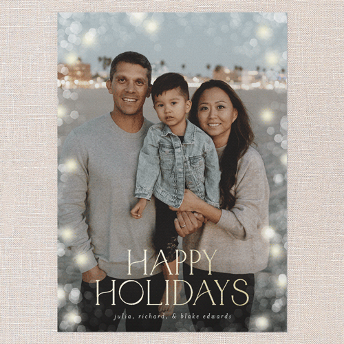 Golden Glow Holiday Card, White, Gold Foil, 5x7 Flat, Holiday, Matte, Signature Smooth Cardstock, Square, White