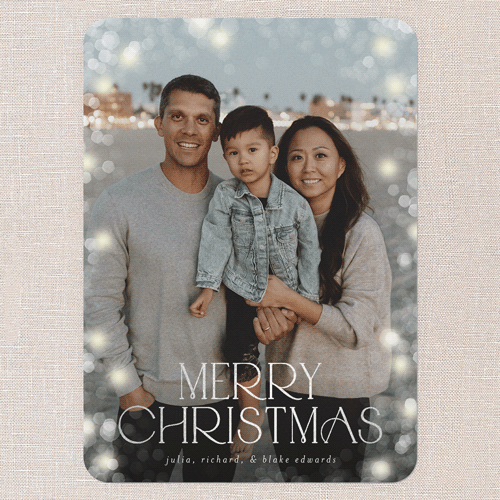 Golden Glow Holiday Card, White, Silver Foil, 5x7 Flat, Christmas, Matte, Signature Smooth Cardstock, Rounded, White