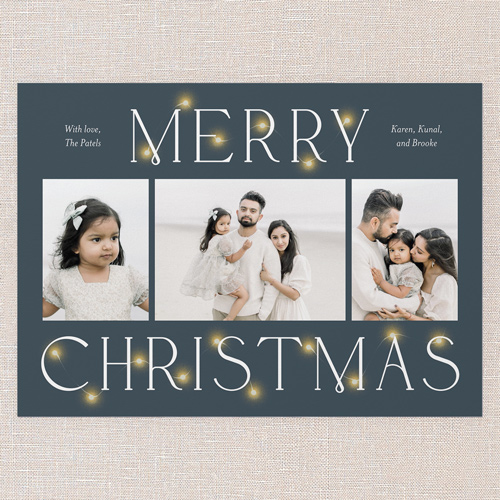 Luminous Glow Holiday Card, Blue, 5x7 Flat, Christmas, Pearl Shimmer Cardstock, Square, Slate Blue