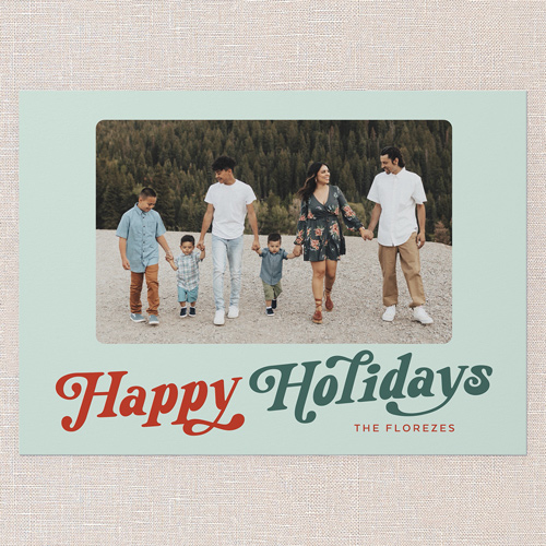 Retro Script Cheer Holiday Card, Green, 5x7 Flat, Holiday, 100% Recycled Cardstock , Square, Mint