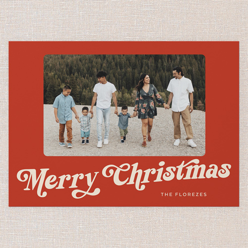 Retro Script Cheer Holiday Card, Red, 5x7 Flat, Christmas, Standard Smooth Cardstock, Square, Red