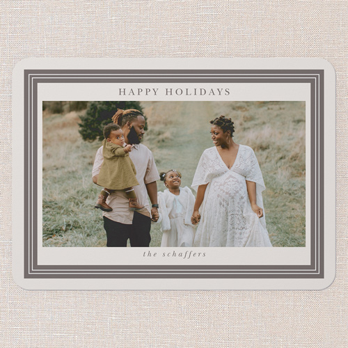 Timeless Borders Holiday Card, none, Grey, 5x7 Flat, Holiday, Pearl Shimmer Cardstock, Rounded, Cobblestone