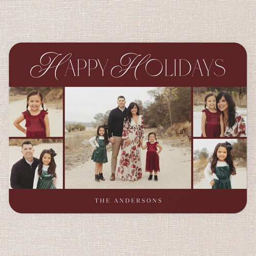 Serene Simplicity Holiday Card, Red, 5x7 Flat, Holiday, 100% Recycled Cardstock , Rounded, Red