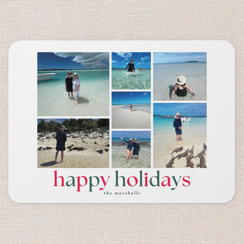 Pastel Wishes Holiday Card, White, 5x7 Flat, Holiday, Pearl Shimmer Cardstock, Rounded, White