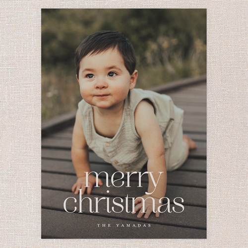 Serene Blessings Holiday Card, Grey, 5x7 Flat, Christmas, Luxe Double-Thick Cardstock, Square, Whisper Gray