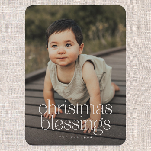 Serene Blessings Holiday Card, Grey, 5x7 Flat, Religious, Standard Smooth Cardstock, Rounded, Whisper Gray