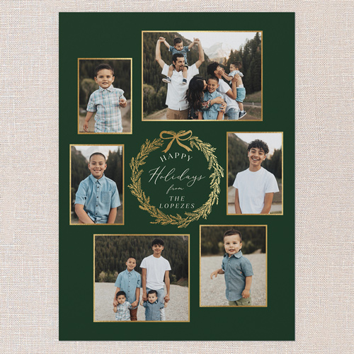 Golden Wreath Gallery Holiday Card, Green, 5x7 Flat, Holiday, Matte, Signature Smooth Cardstock, Square, Tree