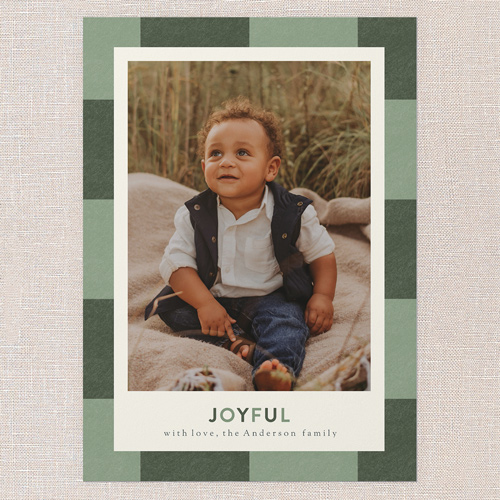 Plaid Joy Frame Holiday Card, Green, 5x7 Flat, Holiday, Matte, Signature Smooth Cardstock, Square, Tree