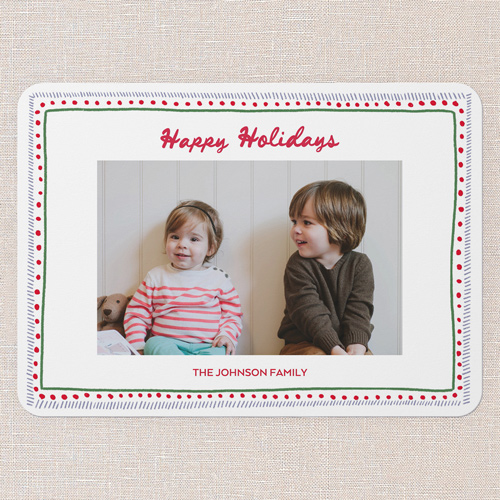 Festive Doodle Frame Holiday Card, White, 5x7 Flat, Holiday, Matte, Signature Smooth Cardstock, Rounded, White