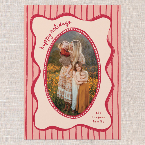 Playful Frame Holiday Card, Red, 5x7 Flat, Holiday, Pearl Shimmer Cardstock, Square, Tomato