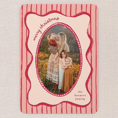 Playful Frame Holiday Card, Red, 5x7 Flat, Christmas, 100% Recycled Cardstock , Rounded, Tomato