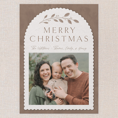 Scalloped Branches Holiday Card, Brown, 5x7 Flat, Christmas, Matte, Signature Smooth Cardstock, Square, Clove