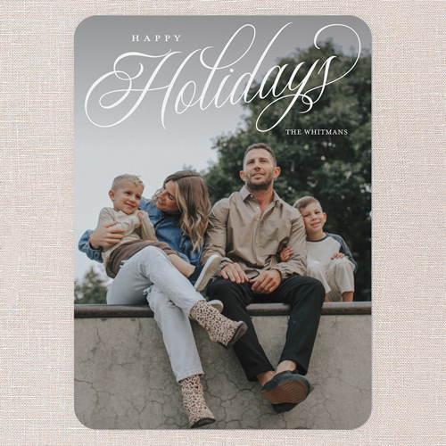 Classic Flourish Holiday Card, White, 5x7 Flat, Holiday, Standard Smooth Cardstock, Rounded, White