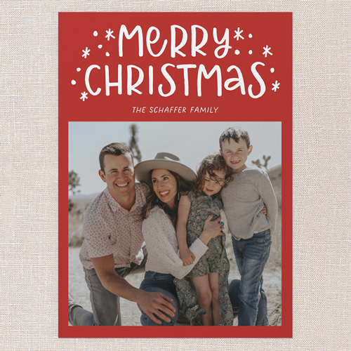 Festive Doodles Holiday Card, Red, 5x7 Flat, Christmas, Luxe Double-Thick Cardstock, Square, Radish