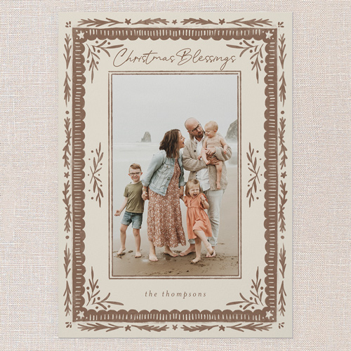 Woodland Blessings Holiday Card, Beige, 5x7 Flat, Religious, Standard Smooth Cardstock, Square, Cream
