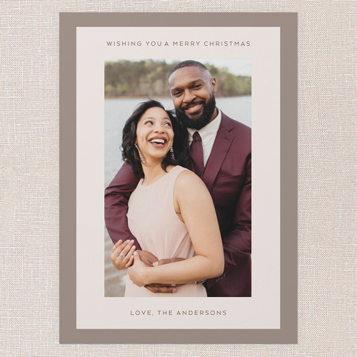 Modern Framed Holiday Card, Grey, 5x7 Flat, Christmas, Matte, Signature Smooth Cardstock, Square, Suede