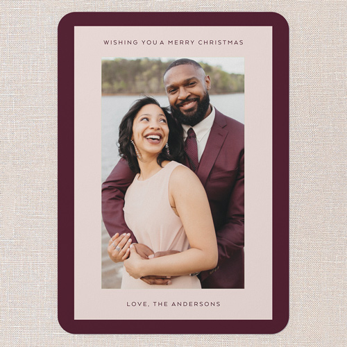 Modern Framed Holiday Card, Red, 5x7 Flat, Christmas, Pearl Shimmer Cardstock, Rounded, Velvet