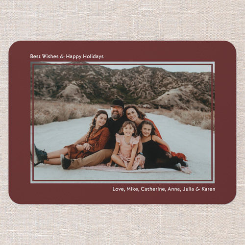 Inlay Borders Holiday Card, Red, 5x7 Flat, Christmas, Standard Smooth Cardstock, Rounded, Velvet