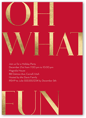Oh Good Cheer Holiday Invitation, Red, 5x7 Flat, Matte, Signature Smooth Cardstock, Square