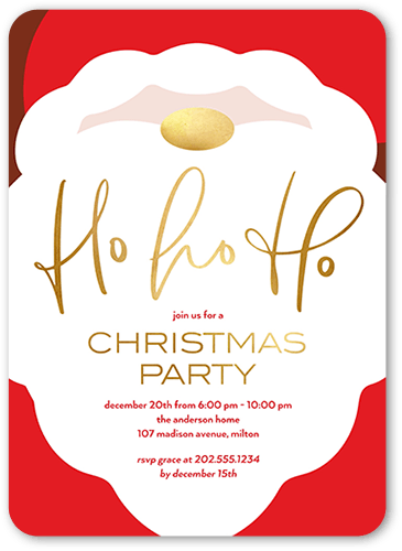 Santa Claus Festivities Holiday Invitation, Red, 5x7 Flat, Christmas, Standard Smooth Cardstock, Rounded