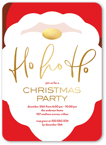 Santa Claus Festivities Holiday Invitation, Red, 5x7 Flat, Christmas, Matte, Signature Smooth Cardstock, Rounded