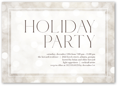 Bubbly Party Holiday Invitation, Beige, 5x7 Flat, Holiday, Pearl Shimmer Cardstock, Square