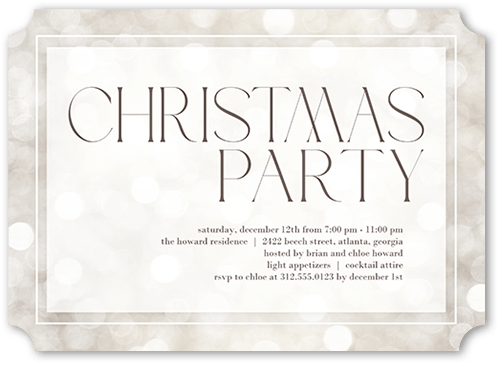 Bubbly Party Holiday Invitation, Beige, 5x7 Flat, Christmas, Pearl Shimmer Cardstock, Ticket