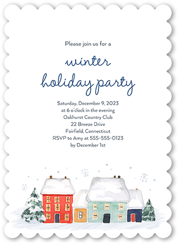 Winter Village Holiday Invitation, Scallop Corners