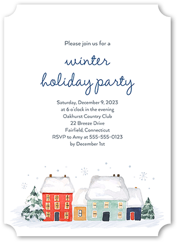 Winter Village Holiday Invitation, White, 5x7 Flat, Holiday, Matte, Signature Smooth Cardstock, Ticket, White