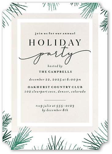 Pine Framing Holiday Invitation, White, 5x7 Flat, Holiday, Matte, Signature Smooth Cardstock, Ticket, White