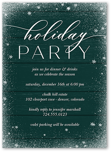 Snowy Winter Holiday Invitation, Green, 5x7 Flat, Holiday, Matte, Signature Smooth Cardstock, Square