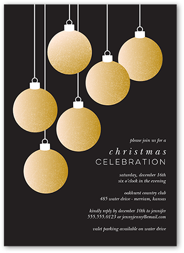 Editable Ornaments Holiday Invitation, Black, 5x7 Flat, Write Your Own Greeting, Matte, Signature Smooth Cardstock, Square, Black